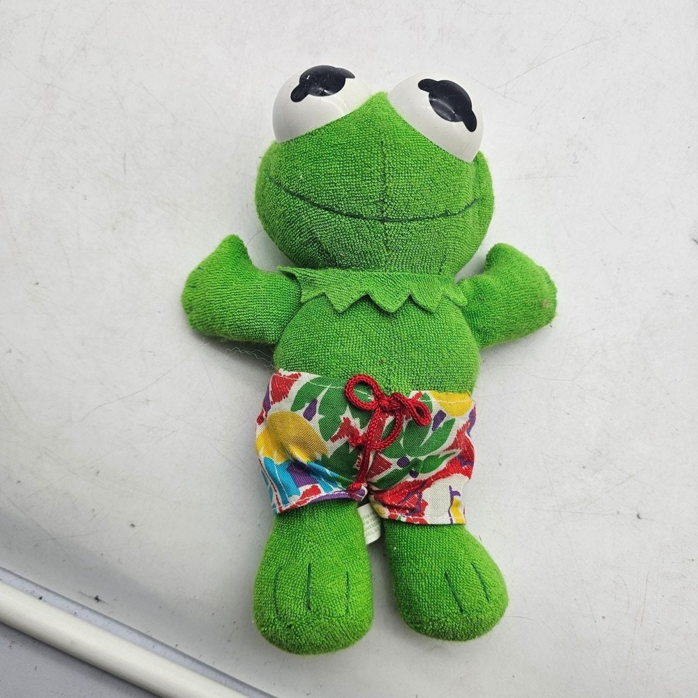 Vintage Avon Kermit Frog Plush Stuffed Toy Small Green 1988 Muppets Cute Shorts